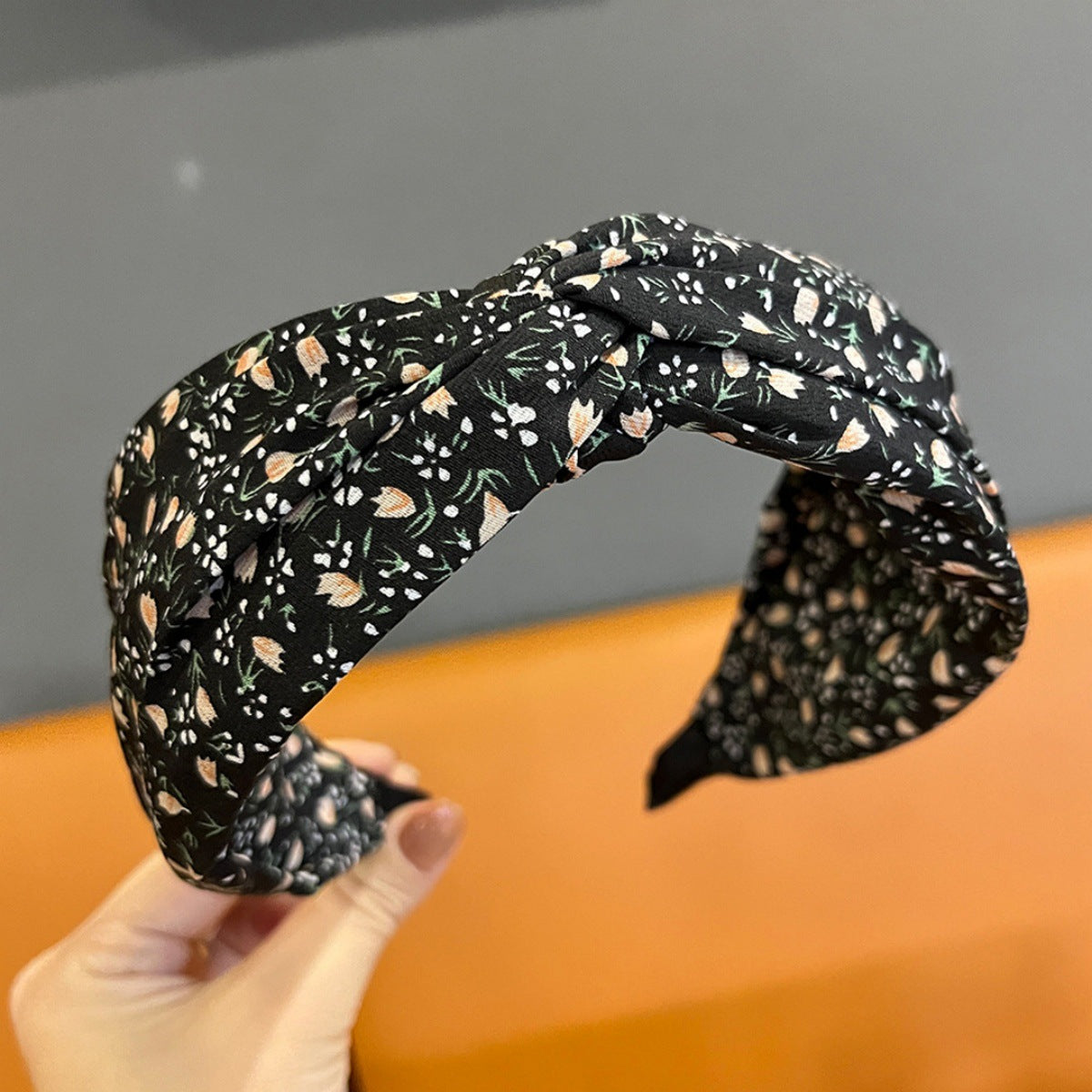 Wholesale Retro Cross Knot Floral Wide Brim Headband